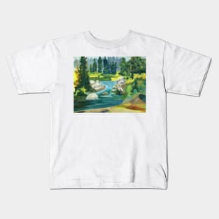 Green River. Oil On Canvas Painting Kids T-Shirt